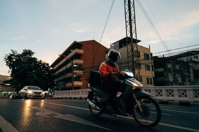 Confident motorcycle rider with improved handling skills