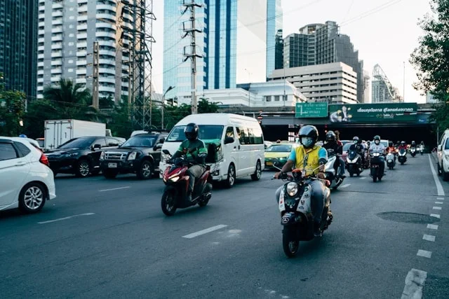 Happy rider with a newly purchased second-hand motorcycle