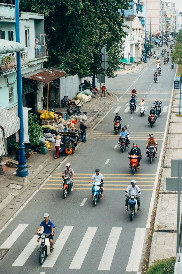 Motorcycle rider practicing emergency maneuvers